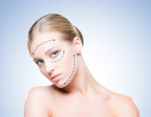 Close up portrait of beautiful fresh healthy and sensual girl with arrows on her face Close up portrait of beautiful fresh healthy and sensual girl with arrows on her face